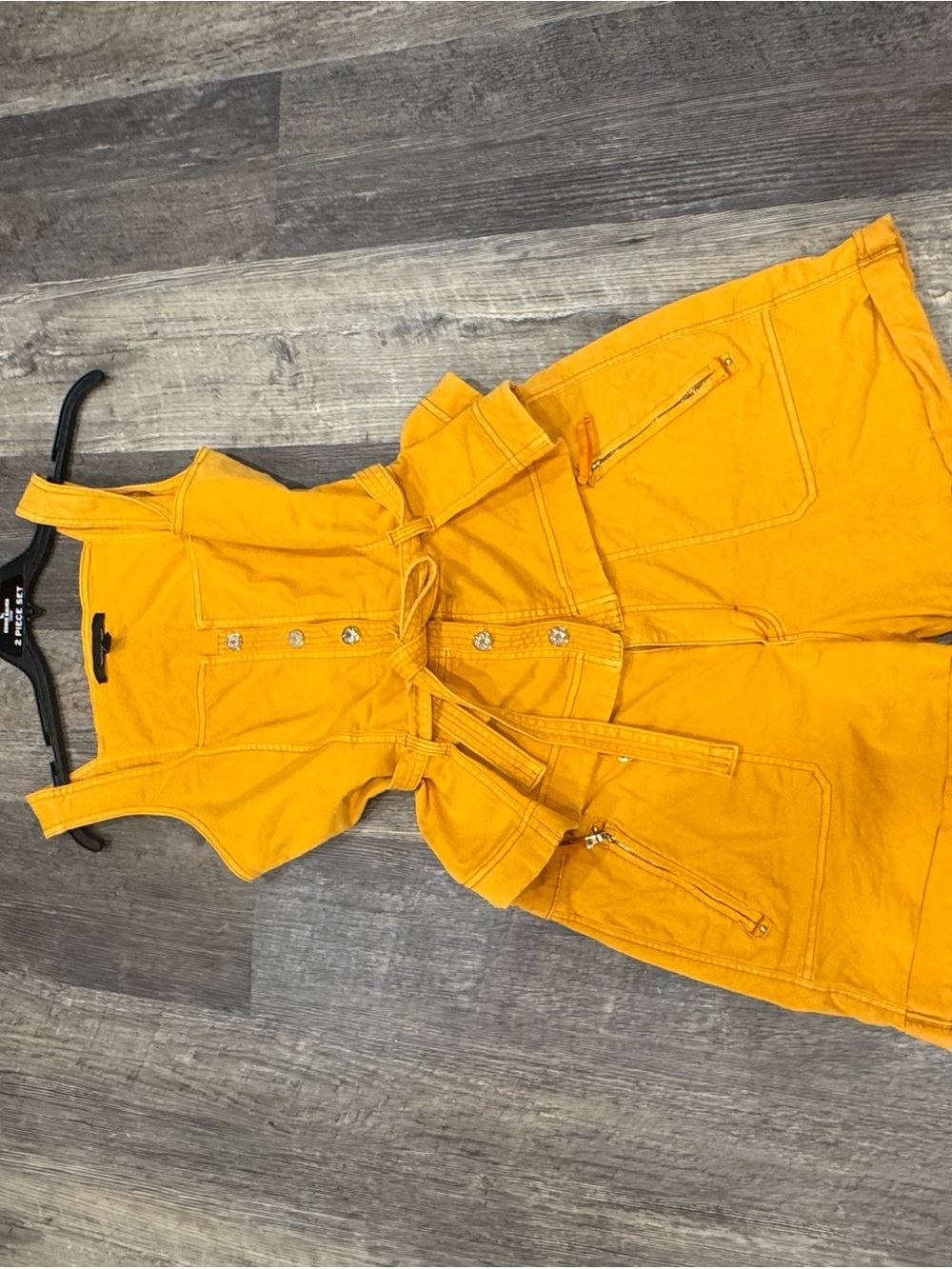 White House Black Market Mustard Yellow Utility Tie-Waist Skort